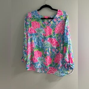 Lilly Pulitzer Floral long sleeve top blouse vacation wear